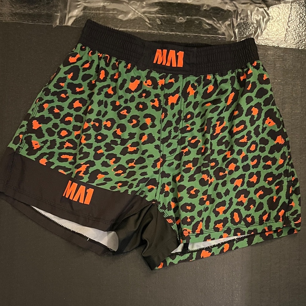 Fanatics Green and Orange Leopard Print Shorts